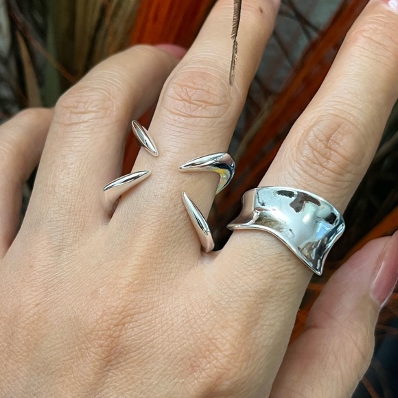 2 Pieces of S925 Silver irregular open rings - Picture 1 of 6